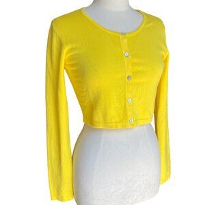 Urban Coco Crop Button Crop Sz M Sunshine Yellow Bold Preppy Office Romcom Light